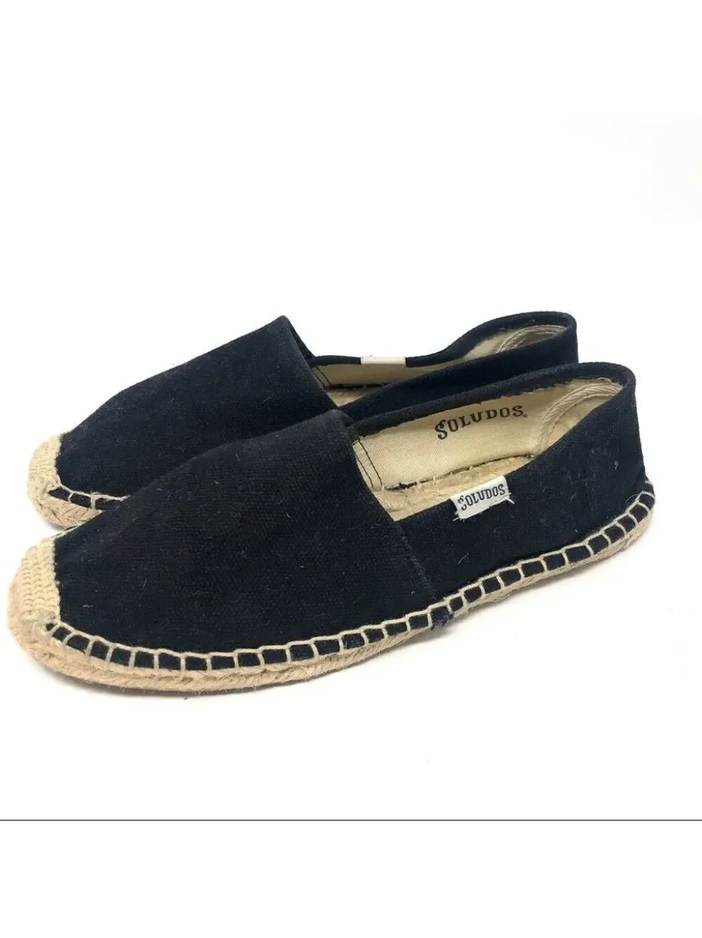 SOLUDOS Black Espadrilles Slip- On Flats Size 6